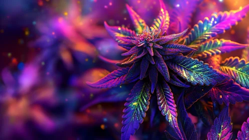 Neon dusk bloom crowns a prismatic, radiant dreamleaf plant.