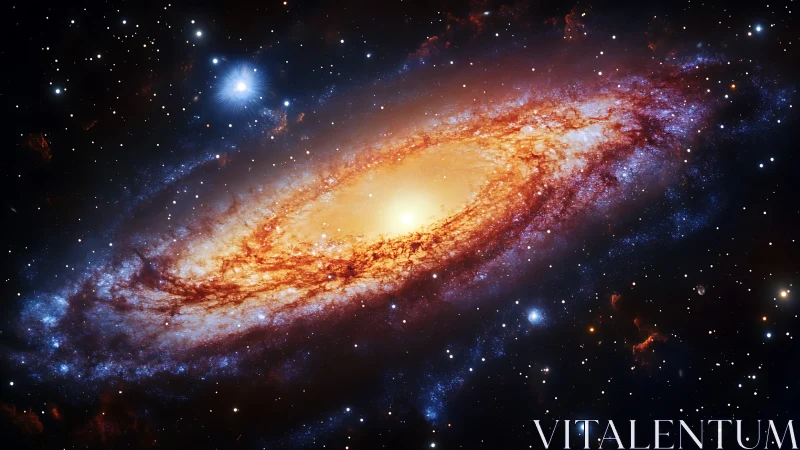 Swirling starlit galaxy cradling a glowing golden heart.