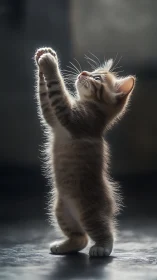 Whiskered Wonder: Kitten's Skyward Pounce Dance.