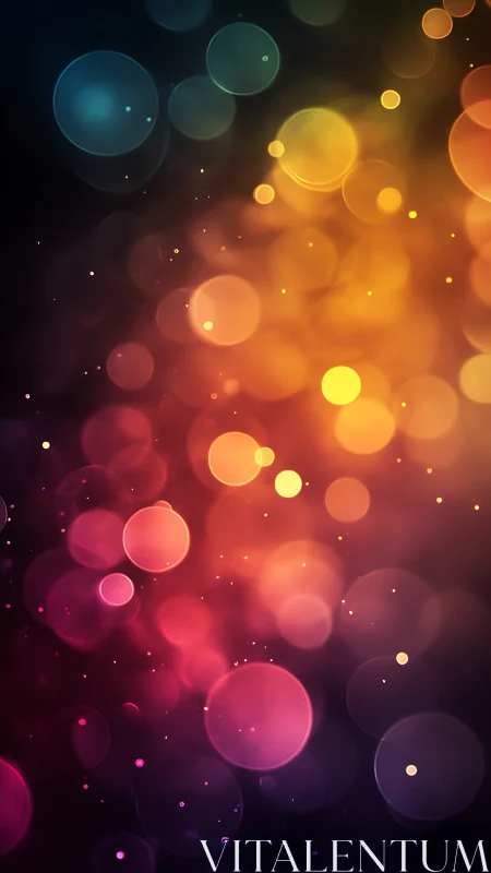 Colorful bokeh light circles over dark gradient background.