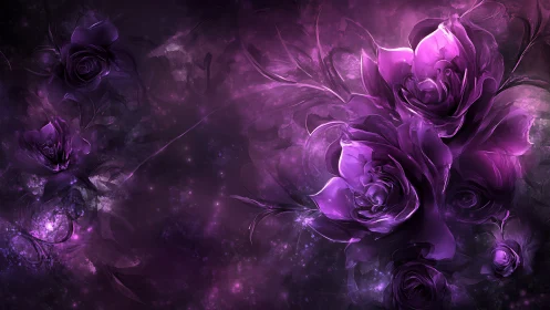 Neon Roses: Digital Floral Abstraction in Purple Glow.