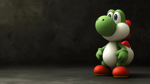 Bright green dino friend stands ready for playful fun