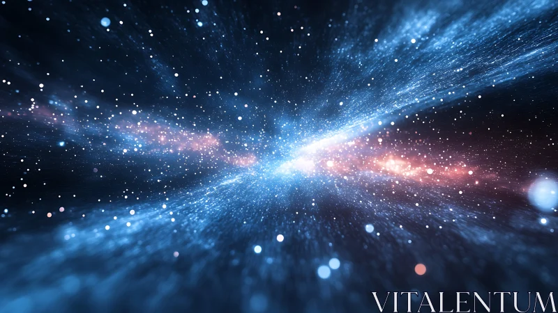 Stellar warp tunnel with luminous nebula glow in motion.