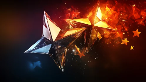 Crystal comet stars colliding in a blaze of embered light.