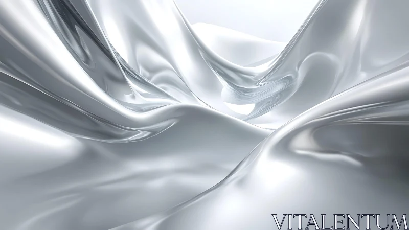 Abstract metallic waves in futuristic silver fluid art style.