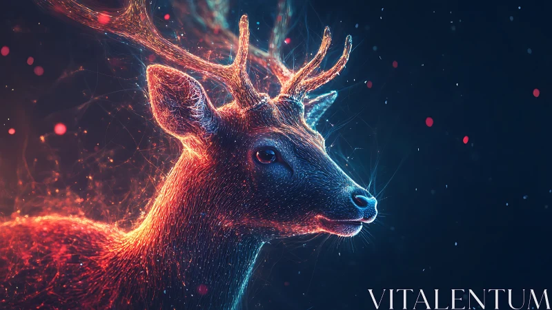 Bioluminescent neon deer rendered in particle-based digital light