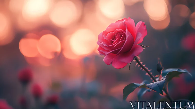 Radiant Pink Rose Blooms in Soft Golden Light