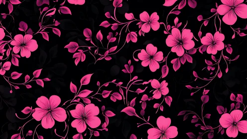 Vibrant Pink Blossoms Dance on Midnight.