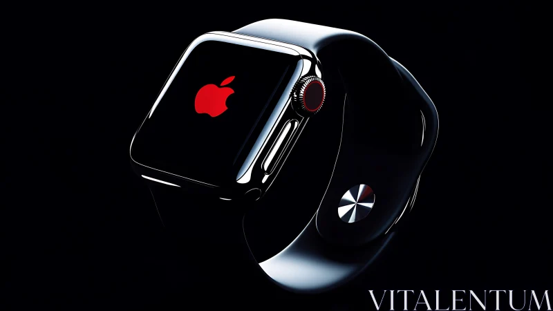 Smartwatch renders sleek black case with luminous red icon