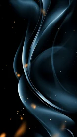 Fluid blue light ribbons swirl across a dark cosmic void.