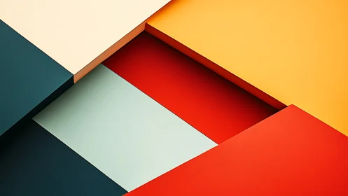 Geometric color planes in layered minimalist abstract composition.