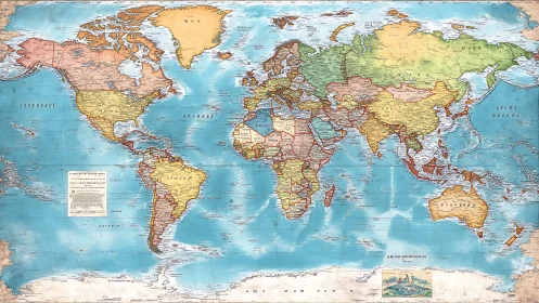 Vintage political world map evokes classic classroom exploration