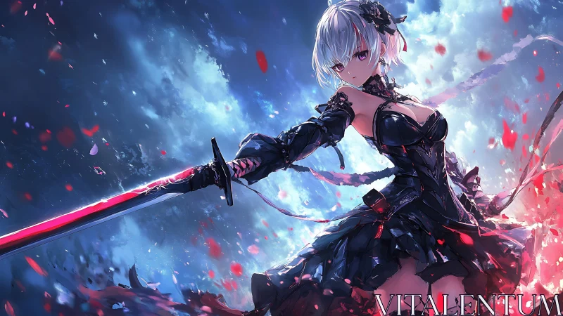 Stormlit Sword Dancer in Midnight Rose Armor.