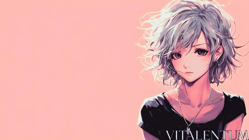 Soft coral skies cradle a silver-haired daydreamer’s gaze