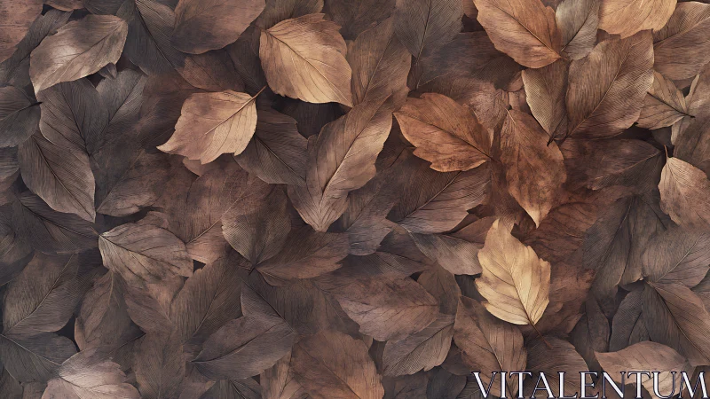 Overlapping dried leaves form dense textured surface layer