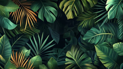 Lush jungle leaves weaving a calm tropical hideaway.