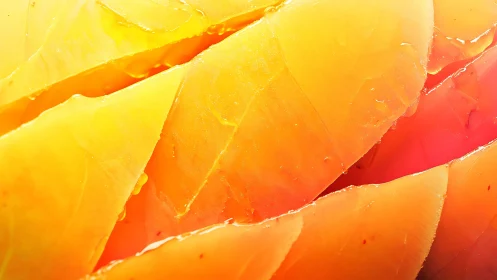 Close-up macro view of bright orange mango slices.