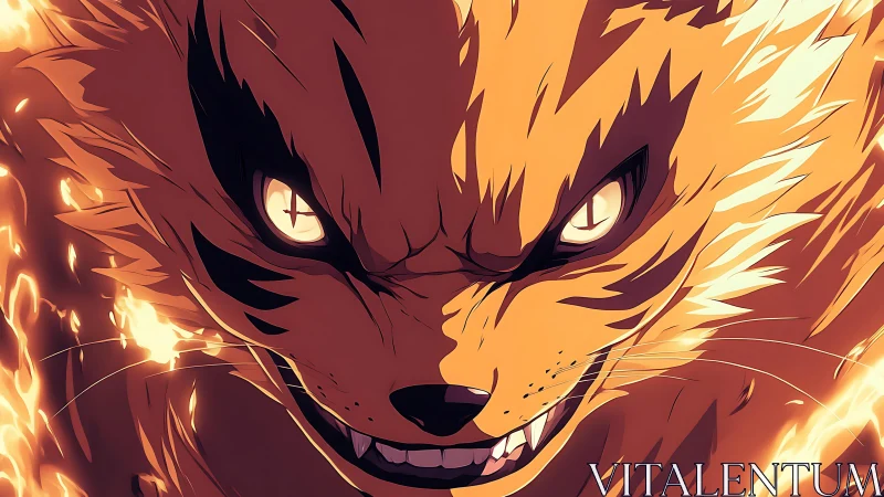 Inferno fox spirit lunges from molten light with rage.