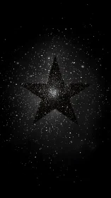 Central five-point star silhouette with dispersed white specks