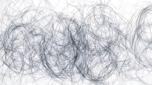 Abstract chaotic scribble lines on white background, minimalist art.