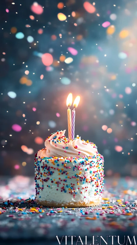 Sparkling Birthday Cake Celebration with Glowing Candles