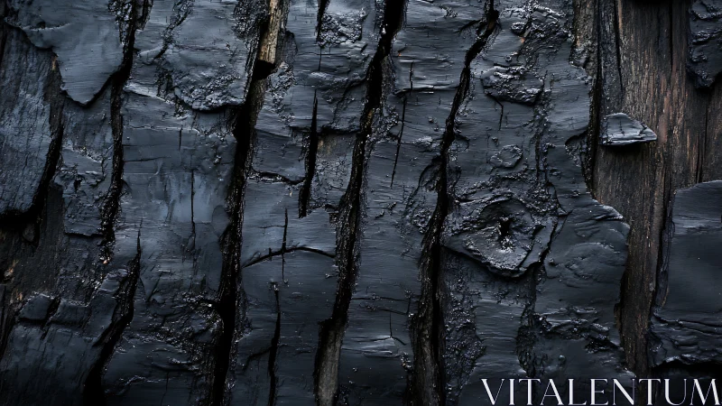 Charred Wood Texture with Deep Black Cracks and Weathering.