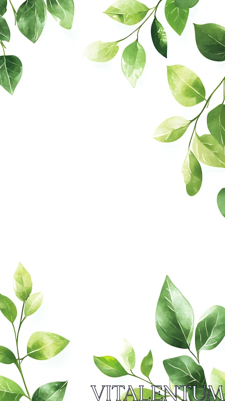 Leafy margins whispering calm around bright white space.