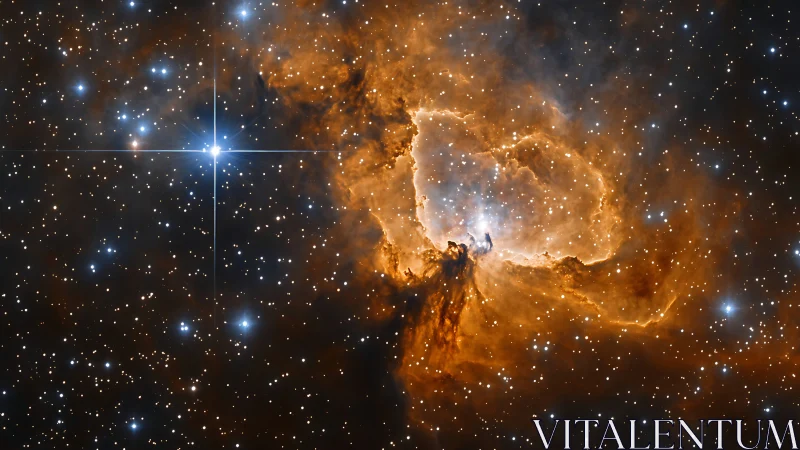 Stellar nebula region with ionized gas and dense starfield.