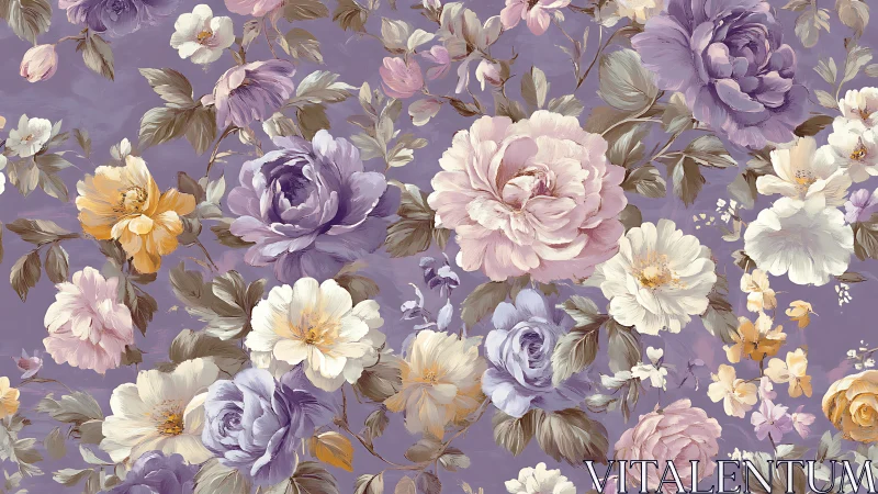 Lavender Floral Symphony: Victorian Garden Blooms.