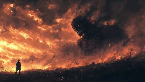 Storm of fire meets towering monster in a dramatic showdown