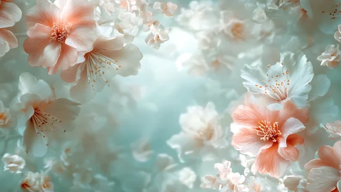 Dreamy Blossoms in Soft Coral and White.