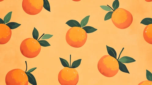 Digital painting of repeating orange fruit motif on pastel ground.