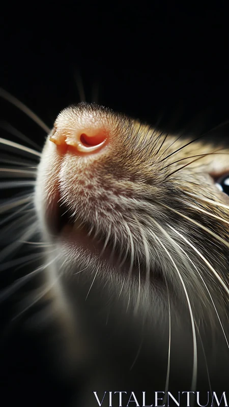 Close-up macro view of small rodent nose and whiskers.