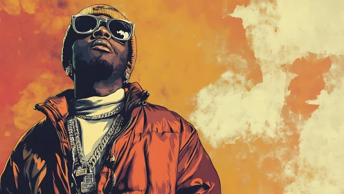 Urban rapper portrait exudes bold confidence and style.