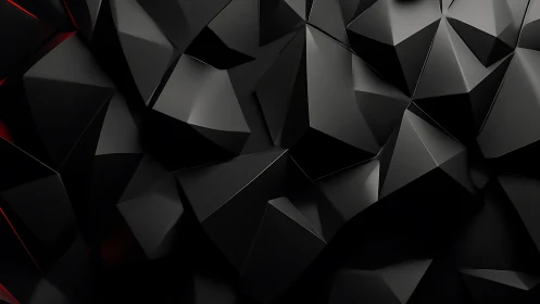 Sharp black polygonal surface with subtle red glow.