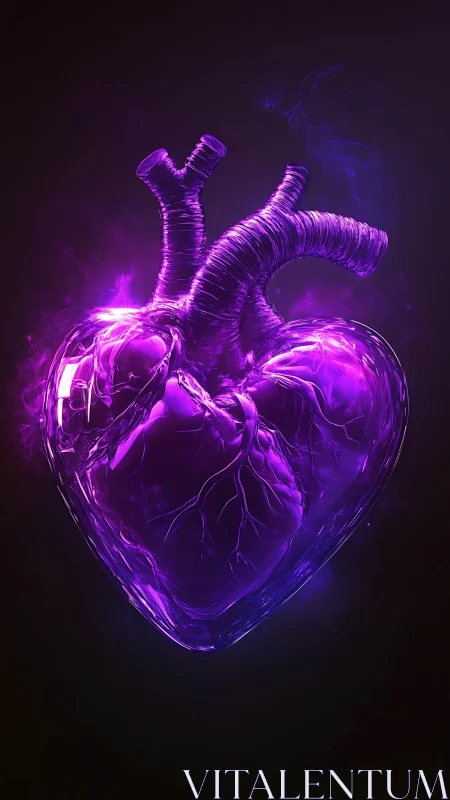 Neon-Illuminated Anatomical Heart with Volumetric Radiant Glow Effects