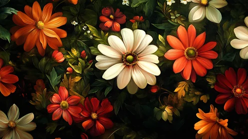 Garden's Joyful Dance in Warm Sunset Hues.