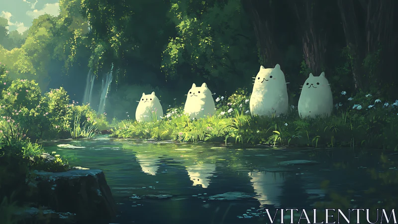 Luminescent Feline Entities in Forest Wetland Ecosystem.