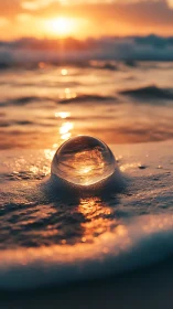 Sunset caught in a glass sphere at the whispering shoreline.