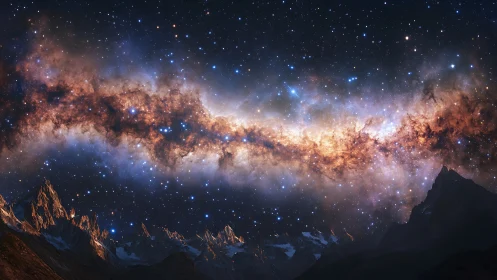 Glowing Milky Way band illuminates jagged alpine peaks at night