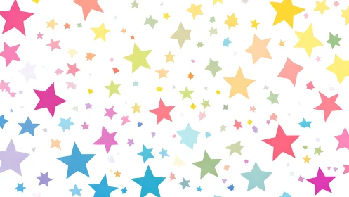 Multicolor five-point star scatter on white vector background