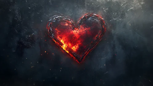 Burning Heart Glows Against the Darkness.