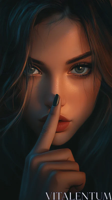 Midnight muse with ember eyes guarding a velvet secret.