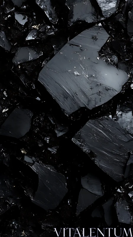 Midnight obsidian shards with glassy, moonlit reflections.