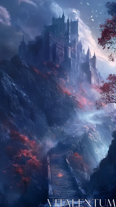 Moonlit mountain fortress and the long stair of embers.