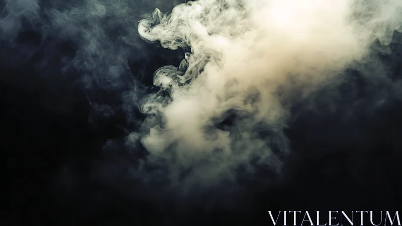 Soft spirals of pale smoke drift gently across deep shadow