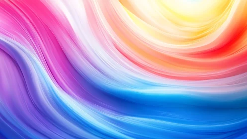 Color gradients form flowing abstract waves toward bright light