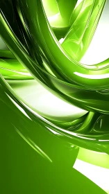 Green glossy abstract curves with bright white highlights.