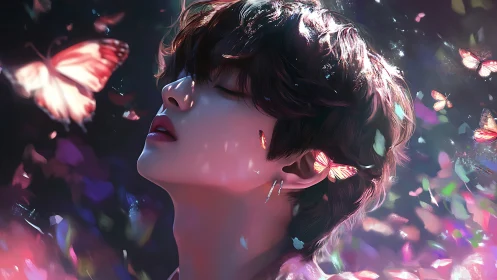 Butterflies drift through a dreamer’s quiet midnight breath