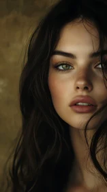 Soft-lit close-up portrait reveals serene, soulful expression